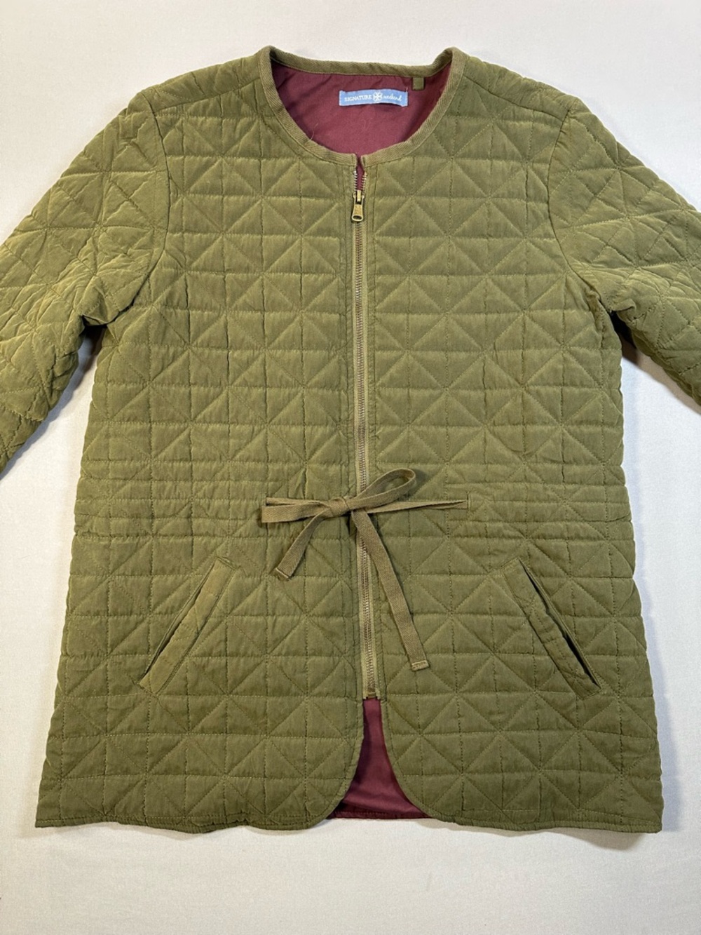Signature Weekend Quilted Collarless Jacket, Cinch-Tie Waist - Womens Medium - Picture 6 of 12